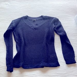 Talbots Navy Loose Knit VNeck Sweater Size Small